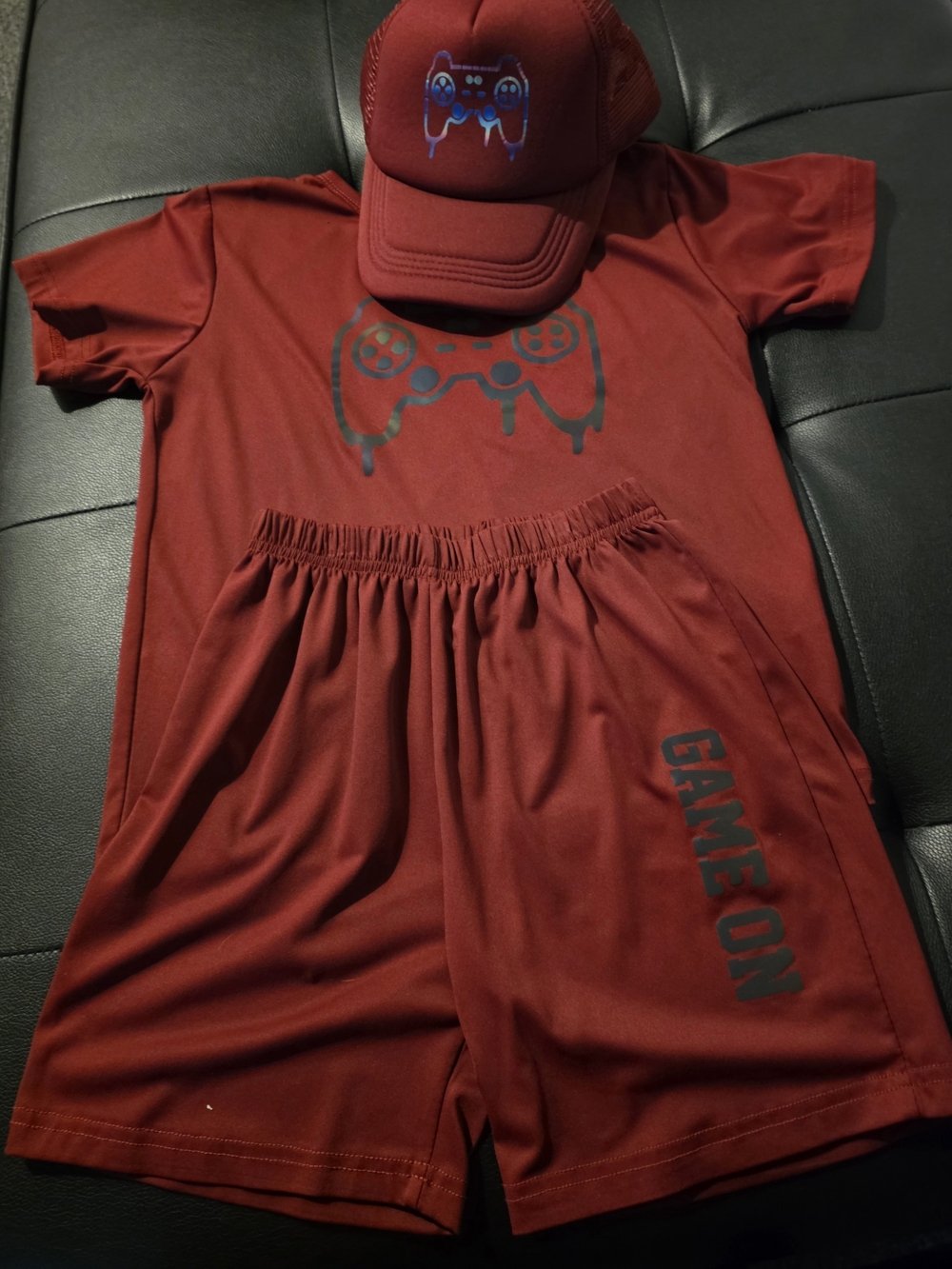 Youth 'Game On' Gaming Tee, Shorts & Cap Set *Med 8/9 NEW**